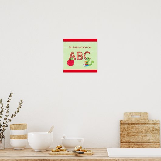 ABC Neon Letters Koekworm Reader Classroom Poster (Keuken)