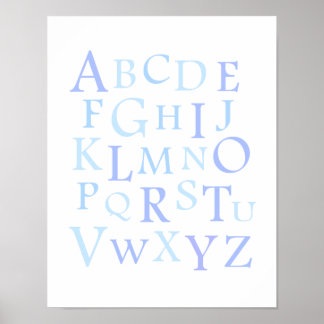 ABC Nursery Blue Typografie Print
