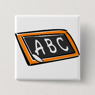 ABC op Bord Vierkante Button 5,1 Cm