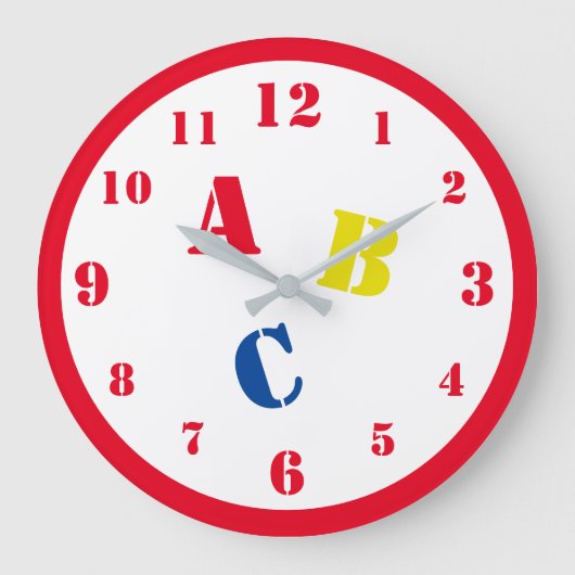ABC-peuter-acrylwandklok Grote Klok (Voorkant)