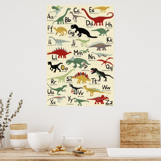 ABC Poster Dinosaurier Alphabet Kinderzimmer (Keuken)