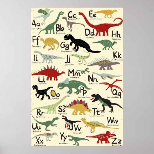 ABC Poster Dinosaurier Alphabet Kinderzimmer (Voorkant)