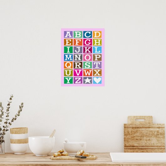 ABC-poster (roze) Poster (Keuken)