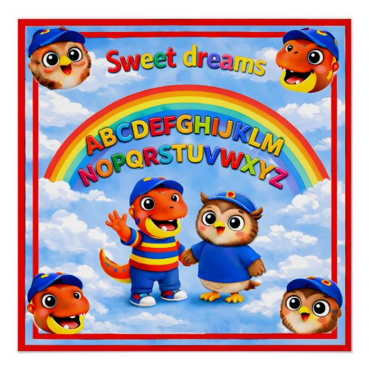 ABC rainbow sweet dreams poster for toddlers and k (Voorkant)