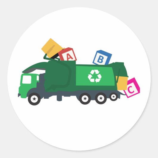 ABC Recycling Garbage Truck Ronde Sticker (Voorkant)