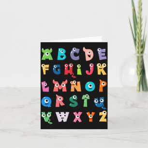 Abc Schattig Monster Alfabet Halloween Leraar Kaart