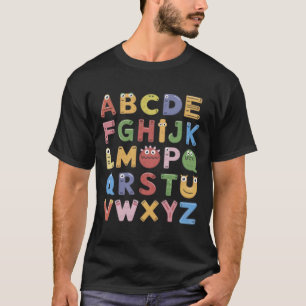 Abc Schattig Monster Alfabet Halloween Onderwijs K T-shirt