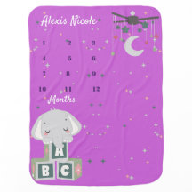 ABC Schattigee Olifant Maandelijkse Baby Deken