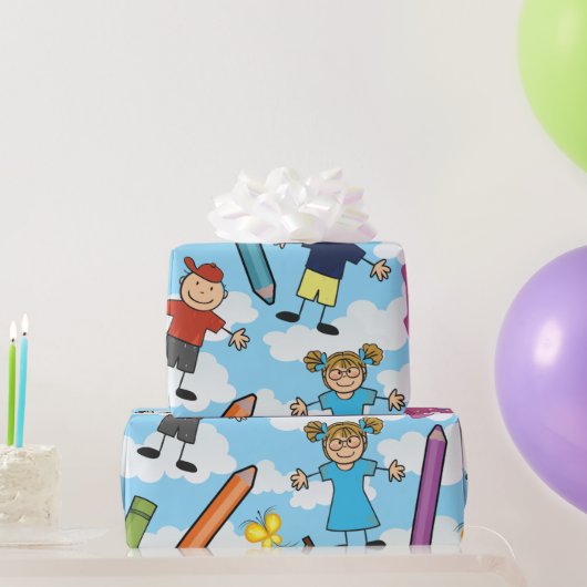 ABC schoolkinderen Cadeaupapier (Feestgeschenken)