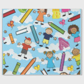 ABC schoolkinderen Cadeaupapier (Vlak)