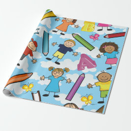 ABC schoolkinderen Cadeaupapier