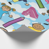 ABC schoolkinderen Cadeaupapier (Hoek)