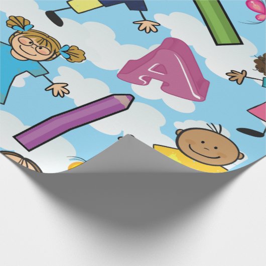 ABC schoolkinderen Cadeaupapier (Hoek)