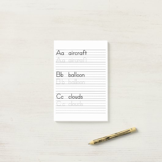 ABC-schrijfpraktijkalfabet Aantekenvel voor notiti Post-it® Notes (Op bureau)