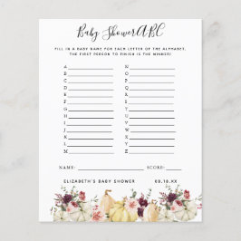 ABC Spel | Bloemrijke Pompoen Baby Shower Spel