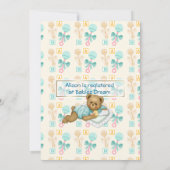 ABC Teddy Douche Uitnodiging - Perzik en Aqua (Achterkant)