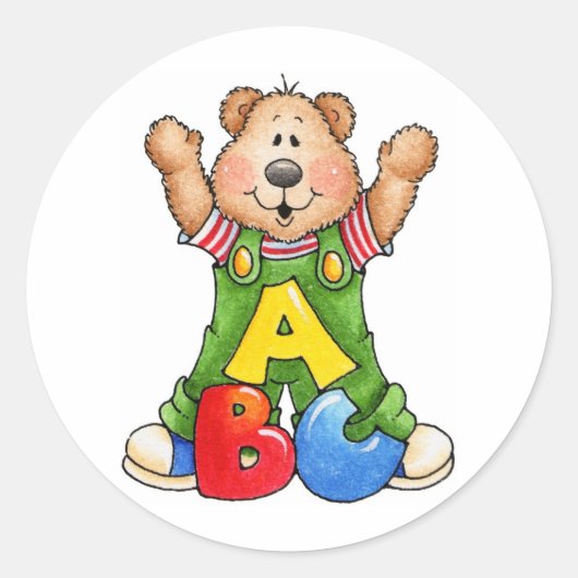 ABC Teddybeer Ronde Sticker (Voorkant)