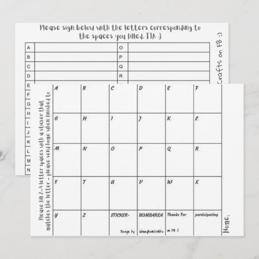 ABC TPC B&W #1 BEDANKKAART (Voorkant / Achterkant)