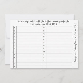 ABC TPC B&W #1 BEDANKKAART