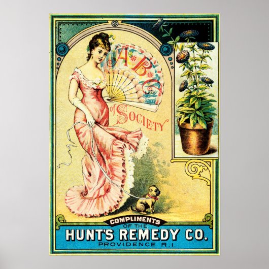 ABC VAN SOCIETY Hunt's Remedy Victoriaans Medicine Poster (Voorkant)