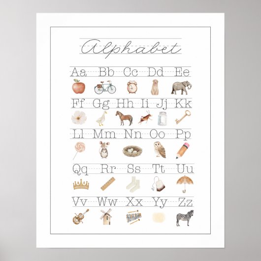 ABC Wall Art Poster Alfabet Kinder ABC's (Voorkant)