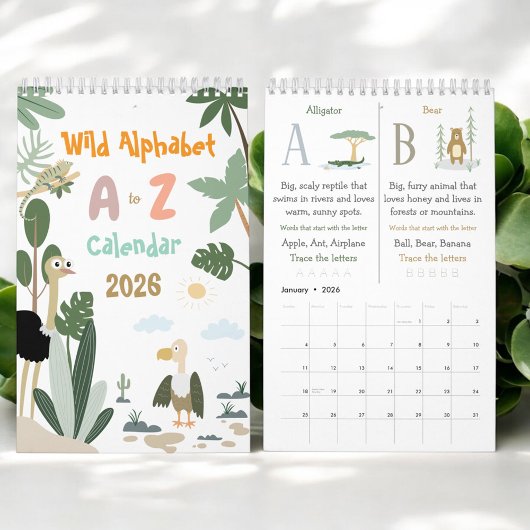 ABC Wild Animal Alphabet Kids Educational Calendar Kalender
