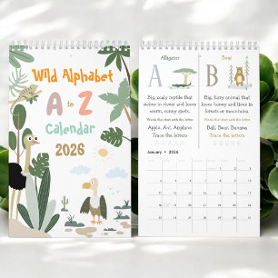 ABC Wilde Dieren Alfabet Kinderen Educatieve Kalen Kalender