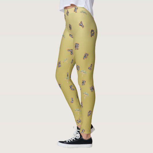 ABC Zebra Safari Tree Gold Gradient Terug naar sch Leggings (Links)