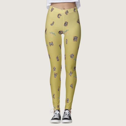 ABC Zebra Safari Tree Gold Gradient Terug naar sch Leggings (Voorkant)