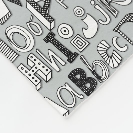 ABC zilver Fleece Deken (Hoek)