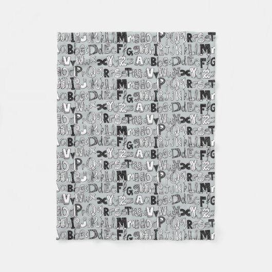 ABC zilver Fleece Deken (Voorkant)