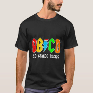 Abcd 3e klas rots jongens terug naar school leraar t-shirt