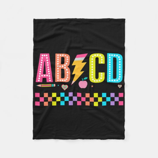 Abcd Ck naar school T-shirt Fleece Deken (Voorkant)