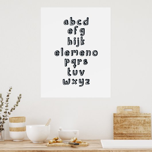 ABCD EFG HIJK ELEMENO PQRS TUV WXYZ: Alphabet Fun Poster (Keuken)