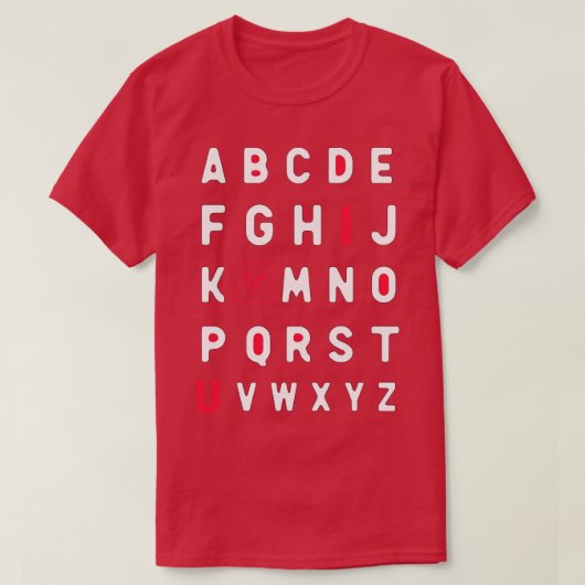 ABCD Ik hou van je T-shirt (Design voorkant)