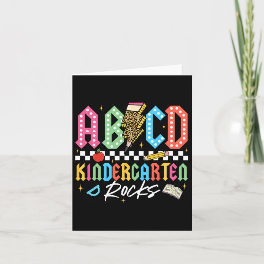 ABCD Kindergarten Rocks Pencil Lightning Teachers Kaart (Voorkant)