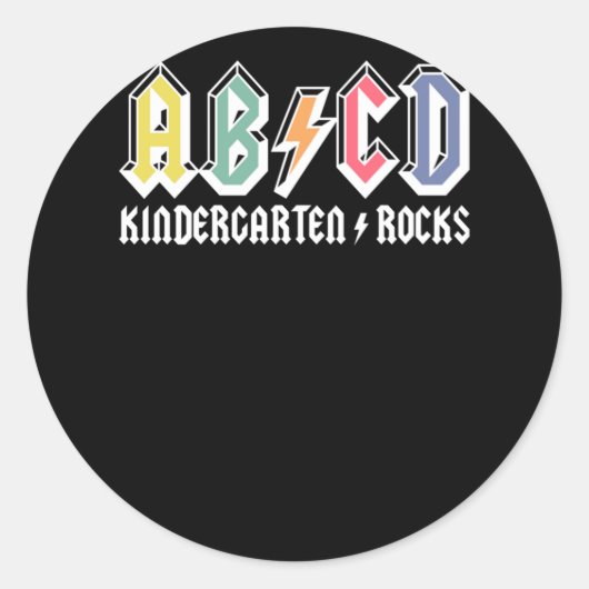 Abcd Kindergarten Rocks Ronde Sticker (Voorkant)