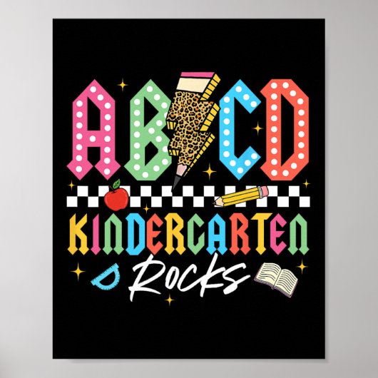 Abcd Kleuterschool Rocks Potlood Bliksem Leraars Poster (Voorkant)