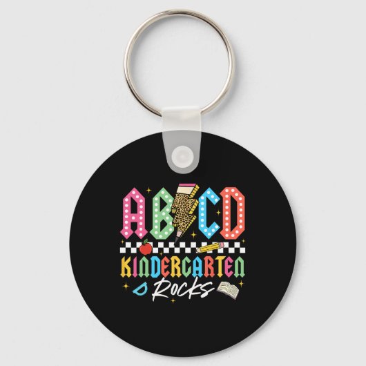 Abcd Kleuterschool Rocks Potlood Bliksem Leraars Sleutelhanger (Voorkant)