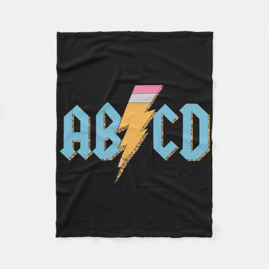 ABCD Pencil Lightning Rock'n Roll Teacher Terug na Fleece Deken (Voorkant)