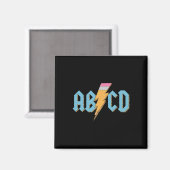 ABCD Pencil Lightning Rock'n Roll Teacher Terug na Magneet (Voorkant / Achterkant)