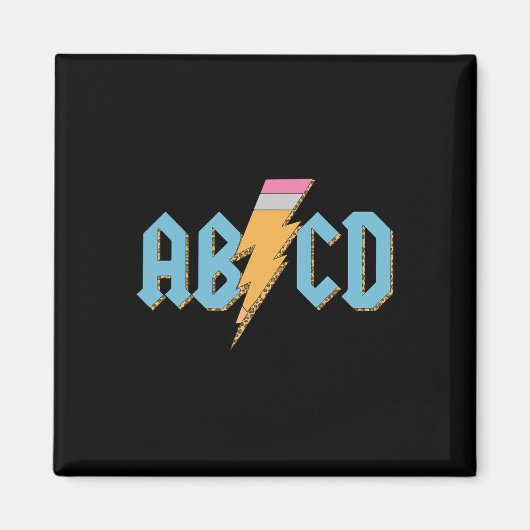 ABCD Pencil Lightning Rock'n Roll Teacher Terug na Magneet (Voorkant)