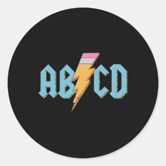 ABCD Pencil Lightning Rock'n Roll Teacher Terug na Ronde Sticker