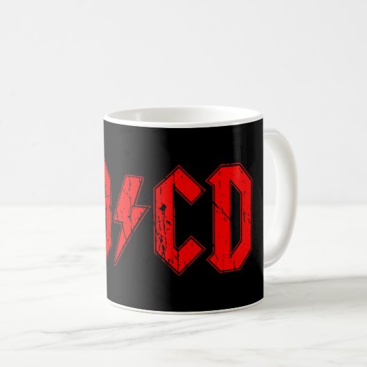ABCD rockmuziek grappig symbool voor acdc-grappen Koffiemok (Voorkant rechts)