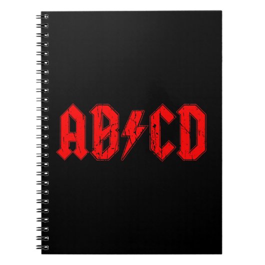 ABCD rockmuziek grappig symbool voor acdc-grappen Notitieboek (Voorkant)