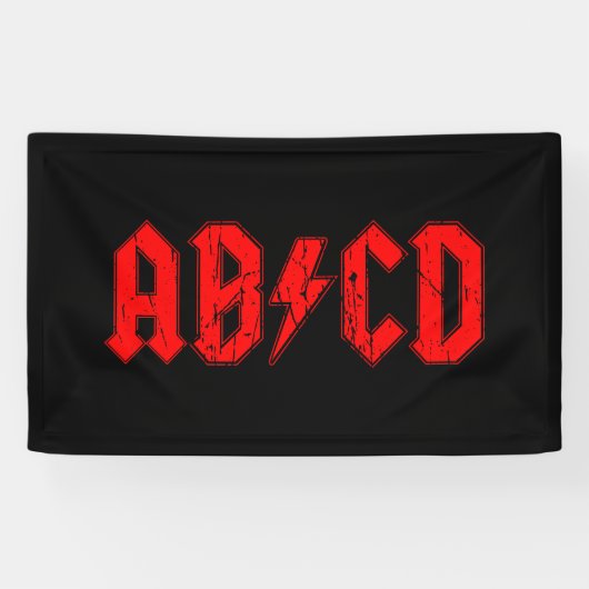 ABCD rockmuziek grappig symbool voor acdc-grappen Spandoek (Horizontaal)