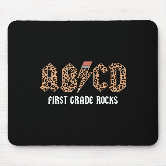 ABCD Rocks First Grade Terug naar School Leopard T Muismat (Voorkant)