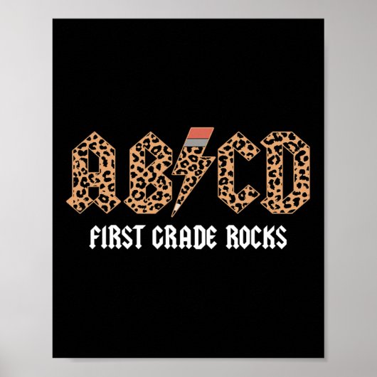 ABCD Rocks First Grade Terug naar School Leopard T Poster (Voorkant)