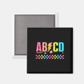 Abcd Terug Naar School T-shirt Magneet (Voorkant / Achterkant)