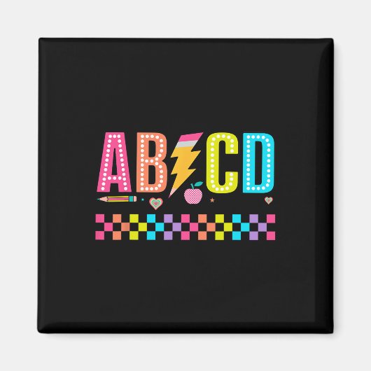 Abcd Terug Naar School T-shirt Magneet (Voorkant)